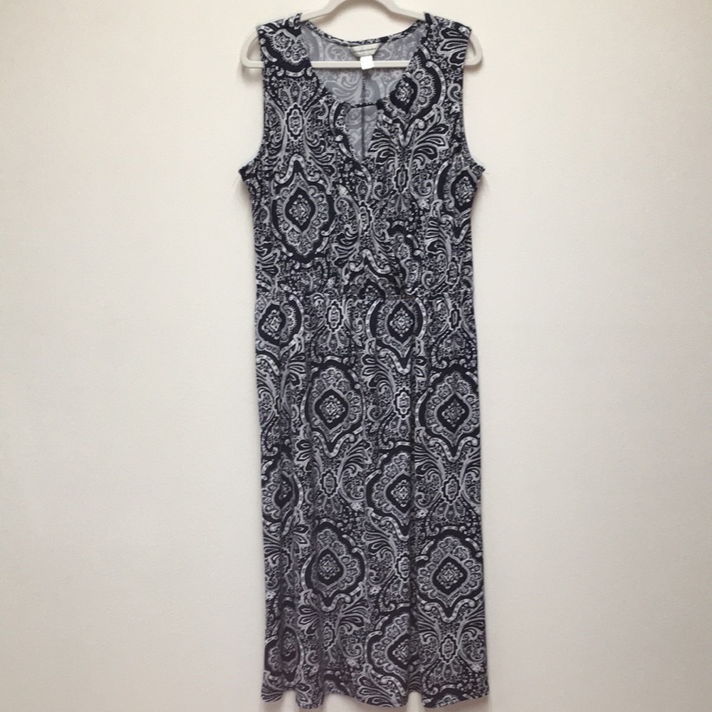 Christopher & Banks Sleeveless Midi Dress XL Blue Super Stretchy Elastic Waist